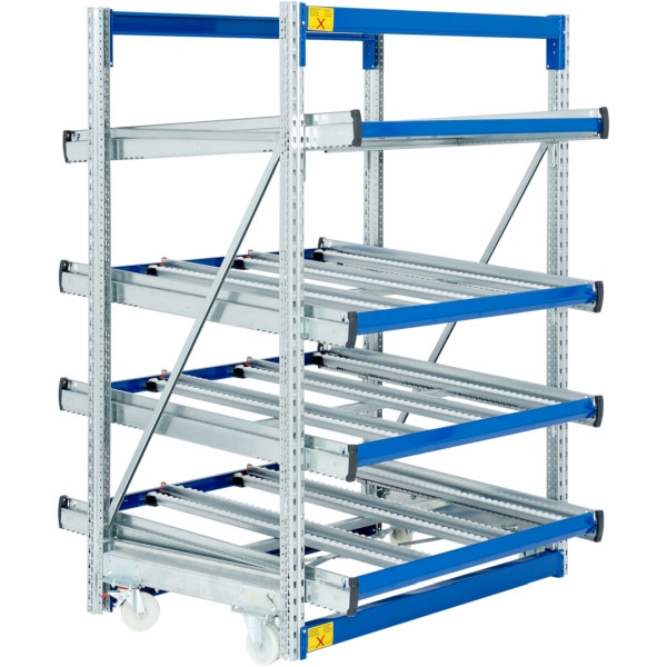 Étagère BITO SDS / étagère SF4 champ de base 2000x1350x1300 6RL droit / mobile / non assemblé RAL5010, C0860-0035