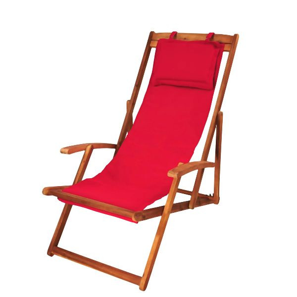 Chaise longue de jardin Metra rouge, chaise longue de relaxation, transat, chaise longue, 10297