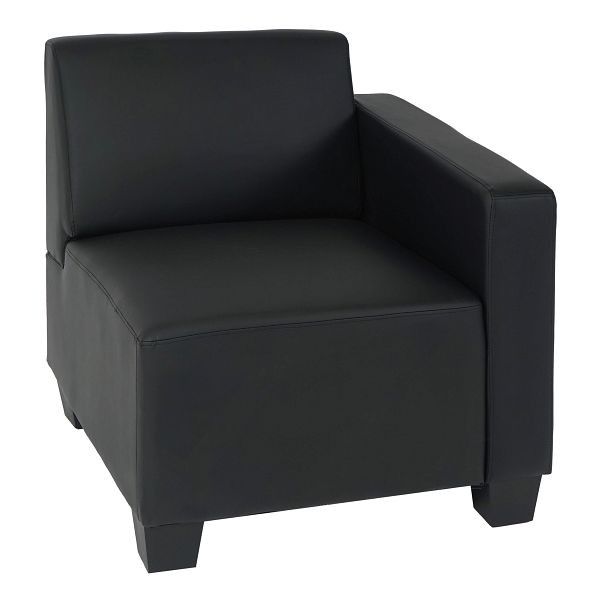 Mendler Modular partie latérale droite, fauteuil avec accoudoirs Lyon, simili cuir, noir, 21692