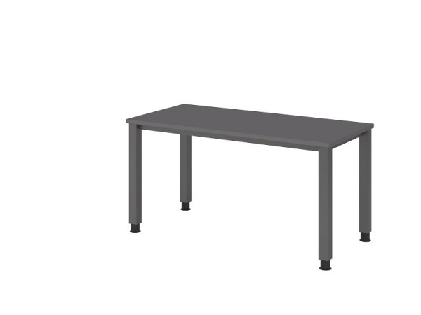 Bureau Hammerbacher 4 pieds rond 140 x 67 cm graphite, épaisseur 25 mm, chant ABS 2 mm, forme rectangulaire, VQS614/G/G