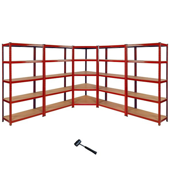 Monster Racking Z-Rax 4x étagères de rangement & 1x étagère d'angle 90 cm dans un ensemble, rouge, 20007
