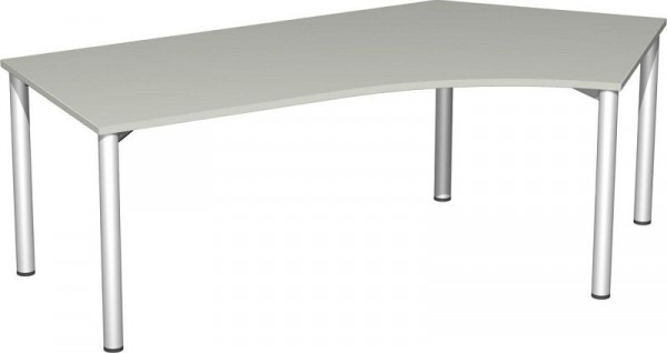 bureau geramöbel 135° droite, hauteur fixe, 2166x1130x720, gris clair/argent, S-550316-LS