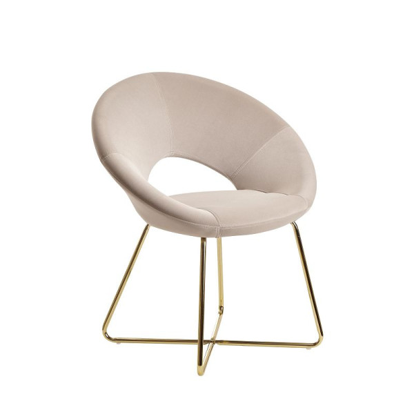 Chaise de salle à manger Wohnling velours beige avec pieds dorés, WL6.191