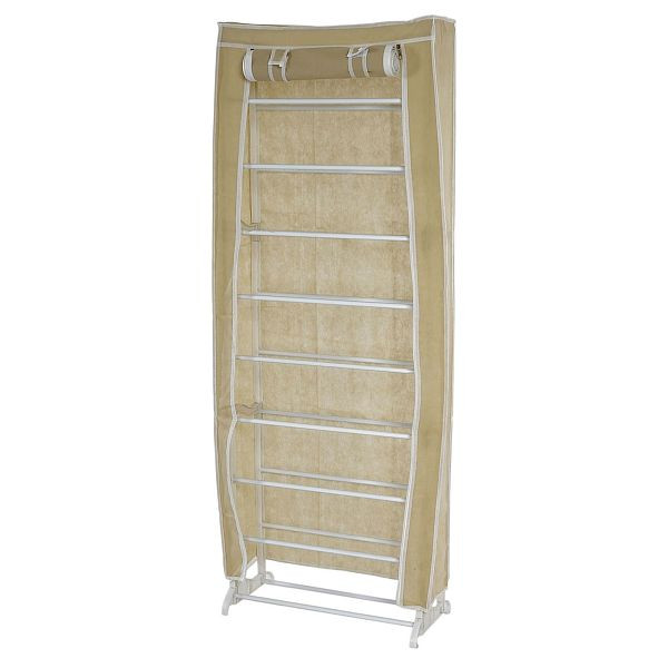 Mendler armoire à chaussures armoire de camping armoire pliante tissu 140x52x18cm crème, 38116