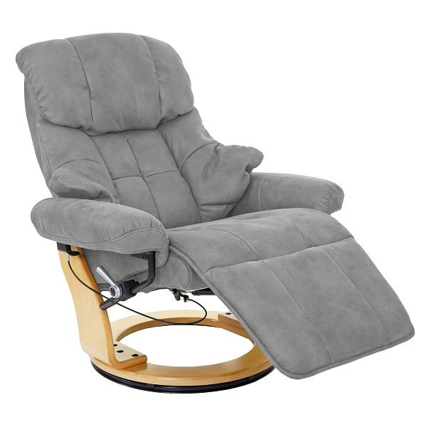 Chaise de relaxation Mendler MCA Calgary 2, chaise TV, tissu/textile capacité de charge 150 kg, gris clair, brun naturel, 68476