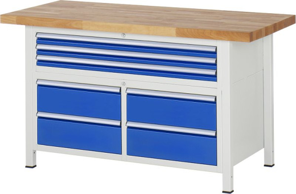 Etabli RAU série 8000 - modèle 8924, L1500 x P700 x H840-1040 mm, base système L1235 x P650 x H800-1000 mm, 03-8924A2-157B4H.11