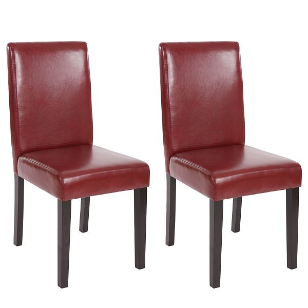 Mendler, ensemble de 2, chaise de salle à manger, chaise de cuisine, Littau, similicuir, brun rouge, pieds foncés, 33692