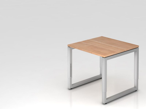 Bureau Hammerbacher O-foot carré 80x80cm noyer, forme rectangulaire avec plateau flottant, VRS08/N/S