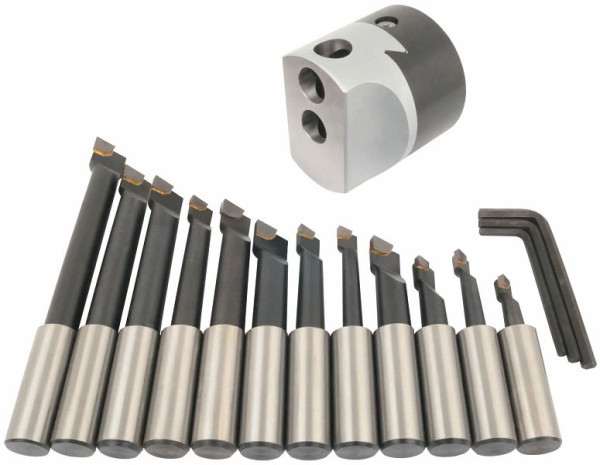 Tête d'alésage universelle ELMAG 12-225 mm, avec assortiment de 12 barres d'alésage, 82761