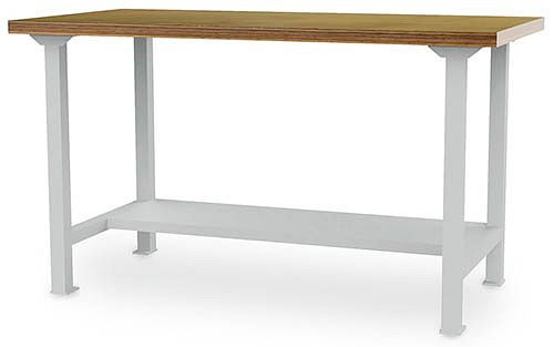 Établi à rangées Bedrunka+Hirth, plan de travail en hêtre multiplex 40 mm, avec étagère, LxPxH 1500 x 750 x 859, 03.15.000.2