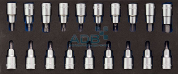 ADB jeu de douilles six pans/douilles hexagonales 1/2" 19 pièces, 22203