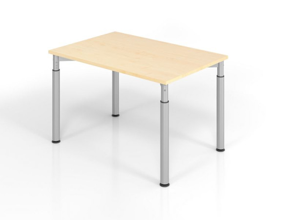 Bureau Hammerbacher YS12, 120 x 80 cm, plateau : érable, épaisseur 25 mm, chant épais en ABS, forme rectangulaire, argent, VYS12/3/S