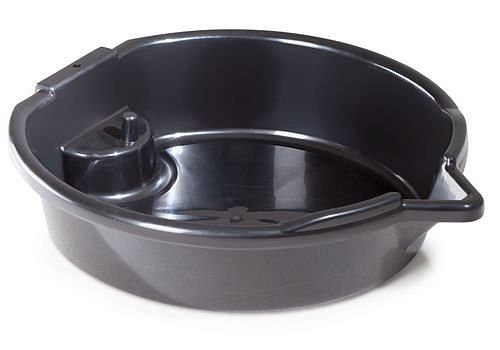 Bac d'huile usée et de liquide de refroidissement DENIOS, ouvert, volume 8 litres, rond avec étagère, 248-920