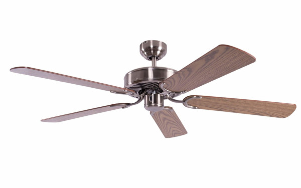 Ventilateur de plafond Pepeo Potkuri argent vieilli / chêne 132 cm avec chaînette, 1336201232v2