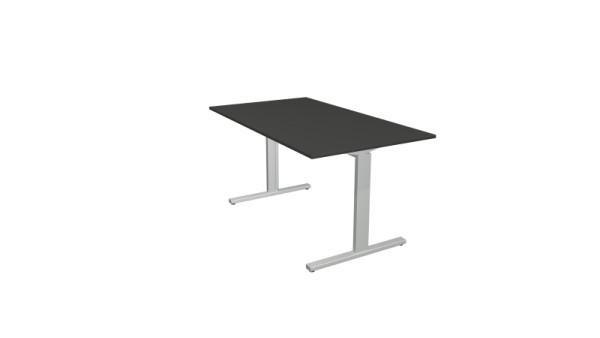 Bureau Kerkmann forme 2 - L 1400 x P 800 x H 700-820 mm avec pied en T en aluminium argent, anthracite, 11021013