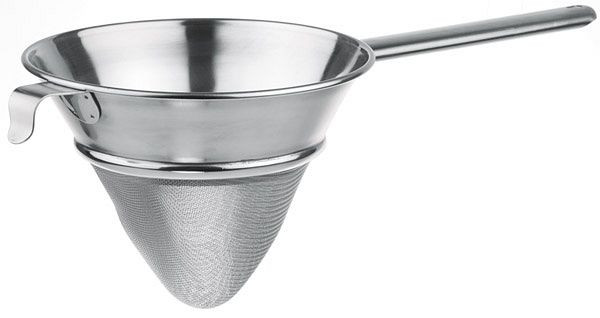 Tamis pointu en gaze APS, Ø 24 cm, hauteur : 19 cm, inox, avec manche rond creux, avec crochet, longueur du manche : 24 cm, 88717