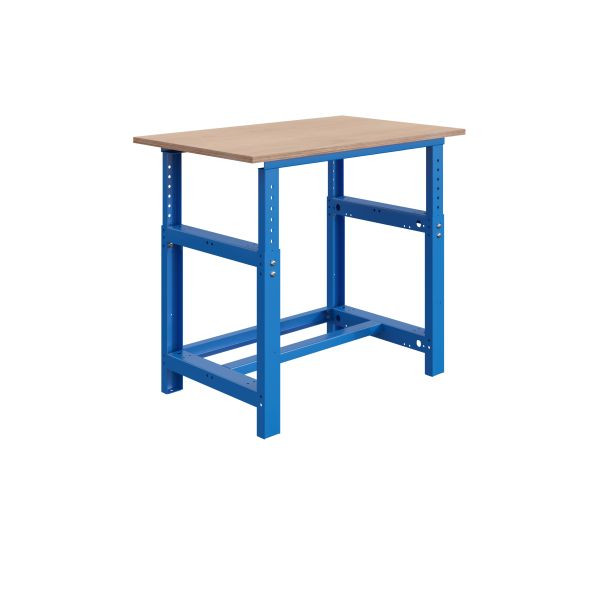 Etabli SOFAME SI, réglable en hauteur mécaniquement, L 1200 x P 750 x H 780 à 1060 mm, plan de travail multiplex 40 mm, bleu ciel RAL 5015, W010010029BI