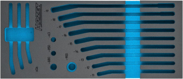 Insert en mousse souple Hazet à 2 composants, pour 163-515/16 Dimensions / longueur : 392 mm x 172 mm Taille du système d'organisation : 1/3+ (172 x 392 mm), 163-515L