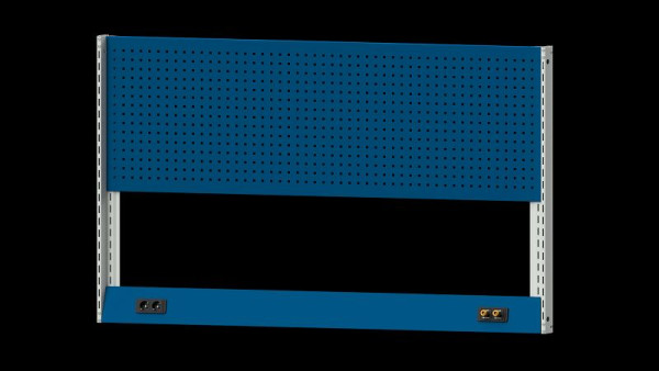 Structure de base des établis ANKE structure du système, 1980 x 107 x 1200 mm, RAL 7035/5010, double prise et double air comprimé avec raccords rapides, 340.362