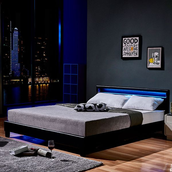 HOME DELUXE LED lit ASTRO avec matelas – 180 x 200 cm blanc, 50190