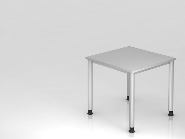 Bureau Hammerbacher 4 pieds rond 80x80cm gris/argent, forme rectangulaire, VHS08/5/S