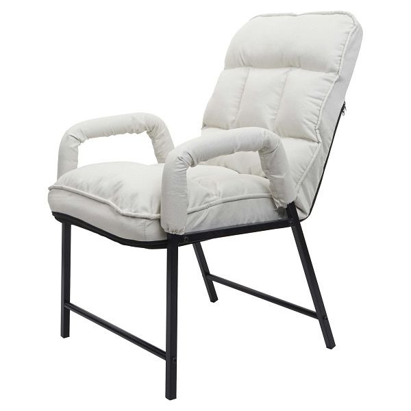 Chaise de salle à manger Mendler HWC-K40, chaise rembourrée, dossier chargeable 160 kg métal réglable, tissu/textile crème-beige, 92133