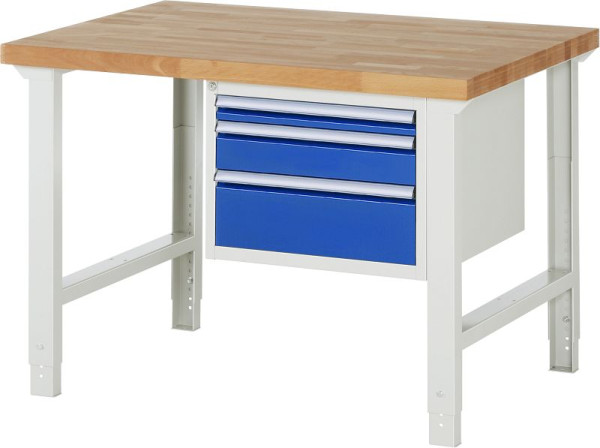 Etabli RAU série 7000 - modèle 7126, L1250 x P900 x H790-1140 mm, base système L1250 x P850 x H750-1100 mm, 03-7126A1-129B4H.11