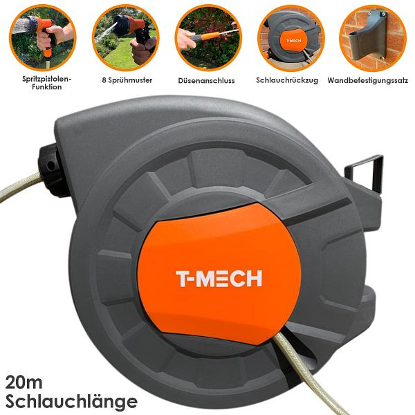 Tuyau d'arrosage avec enrouleur de tuyau T-Mech de 20 m, 26058