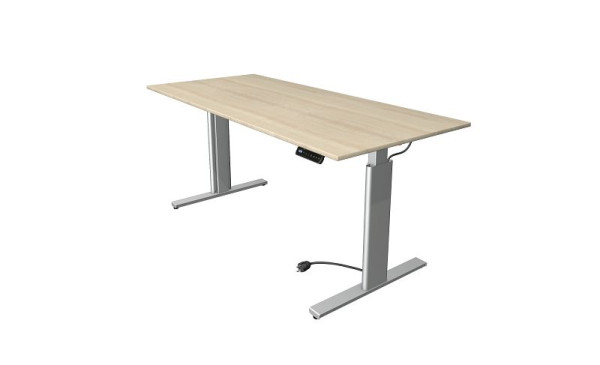 Kerkmann Move 3 table assis/debout argent, L 1800 x P 800 mm, réglable en hauteur électriquement de 720 à 1200 mm, érable, 10233250