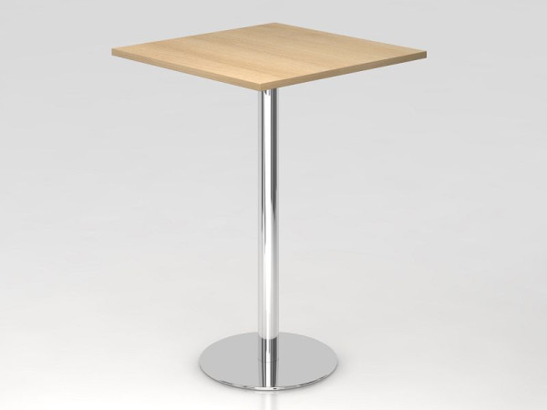 Table de bar Hammerbacher 80x80cm chêne/chrome, structure chromée, VSTH88/E/C