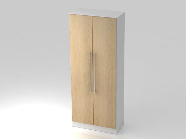 Armoire Hammerbacher 5OH avec poignée de garde-corps du panneau de base blanc/chêne, 80x42x200,4 cm (LxPxH), V7100/W/E/RE