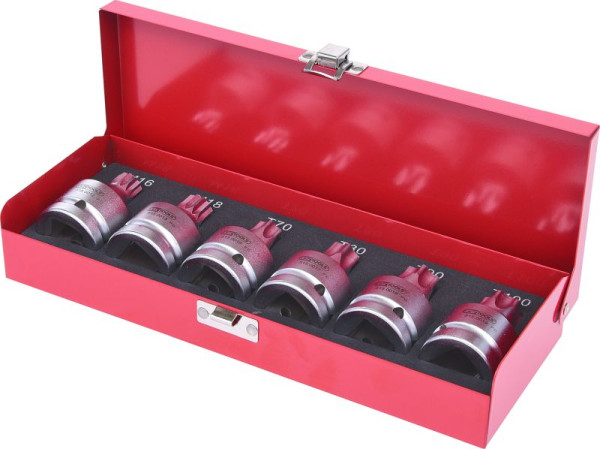 KS Tools Jeu de douilles à chocs 3/4", 6 pièces, Torx + multi-dents, avec alésage, 515.0010