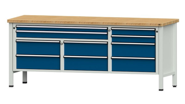 Établis ANKE Établi en caisson, modèle 285 V, 2000 x 700 x 840 mm, RAL 7035/5010, BMP 40 mm, 304.580