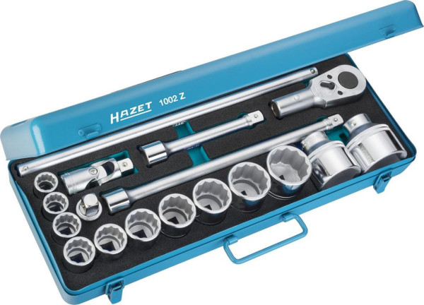 Jeu de douilles HAZET, double douilles hexagonales, carré creux 20 mm (3/4 pouce), nombre d'outils : 18, 1002Z