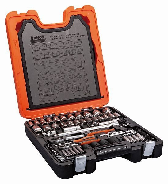 Jeu de clés à douille Bahco 1/2+1/4", 94 pièces, S87+7