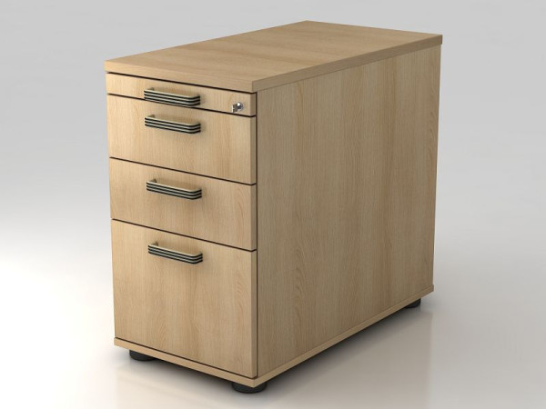 Conteneur sur pied Hammerbacher 80cm, 2 tiroirs, 1 HR, serrure, poignée baguette en chêne, 42,8x72-76x80 cm, 1/3/3/6 HE, VSC40/E/E/SG