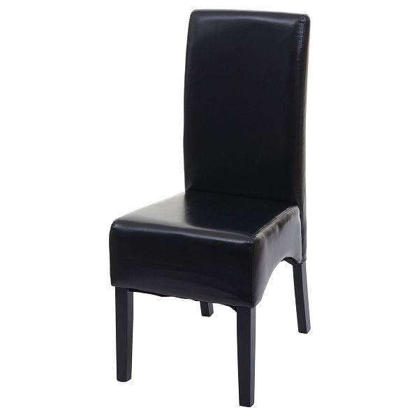 Chaise de salle à manger Mendler Latina, chaise de cuisine, cuir, noir, pieds foncés, 74544