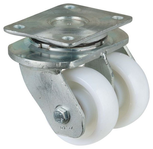 Roulettes BS Roulette double pour charges lourdes, largeur de roue 2x37 mm, Ø roue 100 mm, capacité de charge 800 kg, bande de roulement/corps de roue plastique, roulements à billes, S100.B15.100