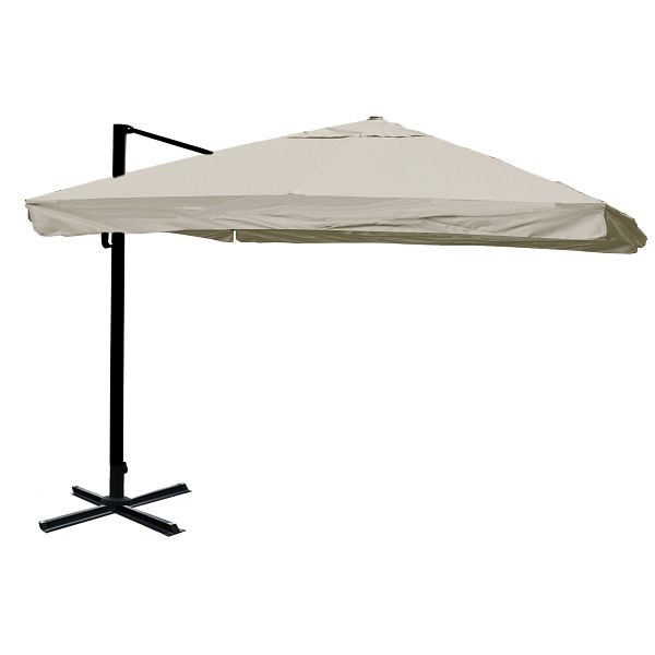 Mendler catering parapluie pour feu de circulation HWC-A96, 3x3m (Ø4,24m) polyester aluminium/acier 23kg, rabat, gris crème sans pied, rotatif, 76866+122472