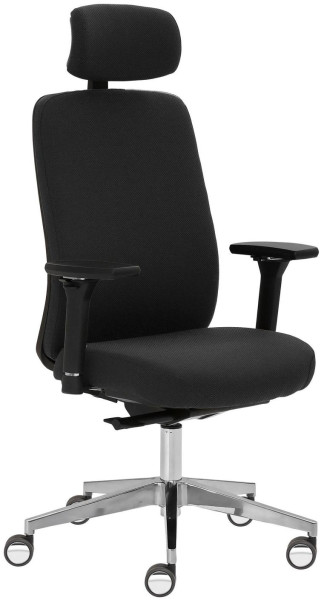 Mayer Sitzmöbel chaise pivotante, accoudoirs 4D, piètement en aluminium, convient jusqu'à 150 kg, roulettes robustes, noir, tissu, 2229_AV4D_KS_SYM++_XXL_ROB_30617