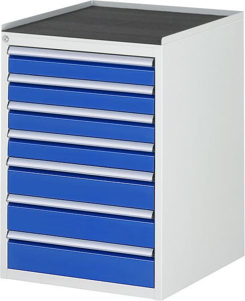 Armoire à tiroirs RAU série 7000, L580 x P650 x H825 mm, support métallique, hauteur 25 mm, tiroirs : 4xH90, 3xH120 mm, 13-L5.17A-MT.11