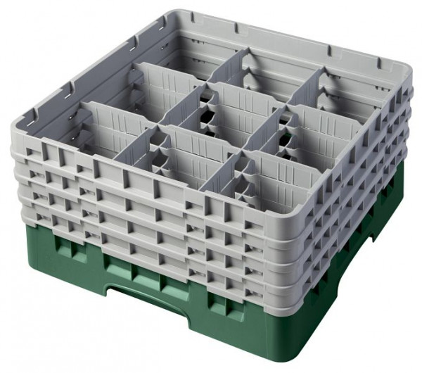 Panier de lavage Cambro 9 compartiments Camrack®, bouteille de 21,5 cm, vert, paquet de 2, 9S800119