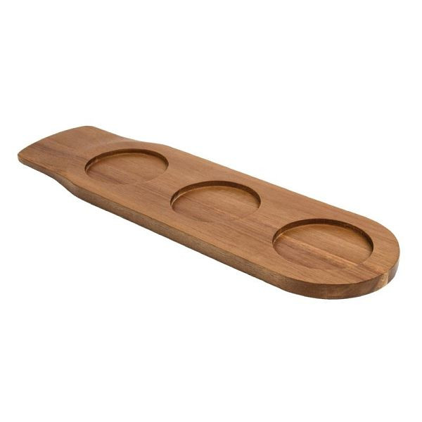 Plateau de service OLYMPIA en bois d'acacia avec 3 évidements 14 x 48cm, GF208