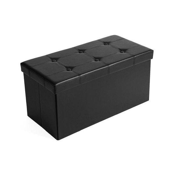 SONGMICS siège coffre 76 cm simili cuir noir, LSF105