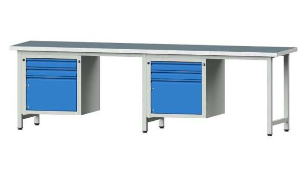 Établis ANKE Établi combiné, modèle 732 E, 2800 x 700 x 840 mm, RAL 7035/5012, UBP 40 mm, 511.004