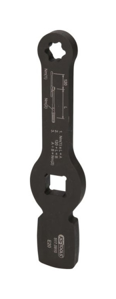 KS Tools Clé Torx E à impact 3/4" avec 2 surfaces d'impact, E20, 517.0910