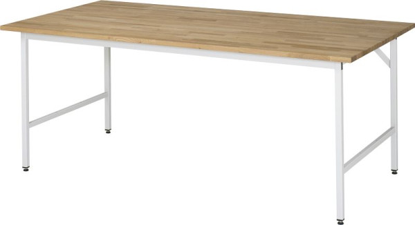 Table de travail RAU série Jerry (3030) - plateau en hêtre massif réglable en hauteur, 2000x800-850x1000 mm, 06-500B10-20.12
