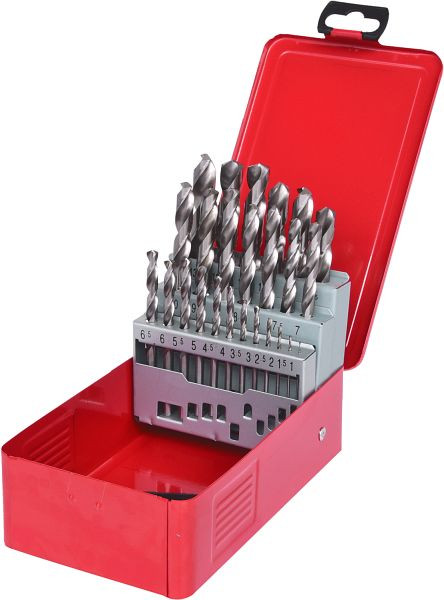 KS Tools Jeu de forets hélicoïdaux HSS-G, cassette en tôle d'acier, 25 pièces 1-13 mm, 330.2613