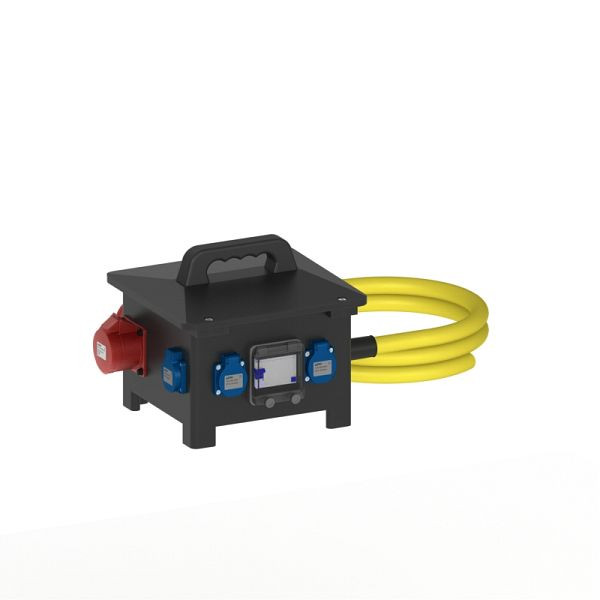 ELSPRO Vollgummi-Sicherheitsverteiler FREIBURG, Zuleitung: 3 m CEE 400 V 63 A, Ausgang: 2x 400 V, 32 A, 1x 400 V, 16 A, 3 Schuko, 1456346