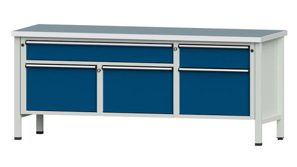 Établis ANKE Établi en caisson, modèle 280 V, 2000 x 700 x 840 mm, RAL 7035/5010, UBP 40 mm, 304.508